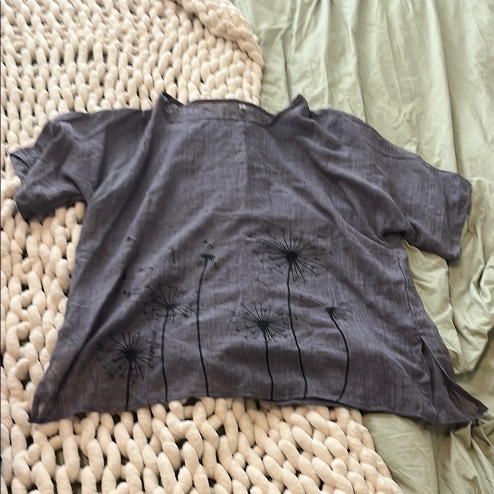 Gray Floral Women's Top
